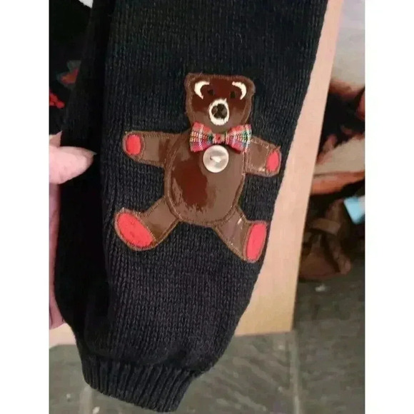 Karen Scott PL Black Christmas Collage Patchwork Christmas Sweater - Picture 4 of 8